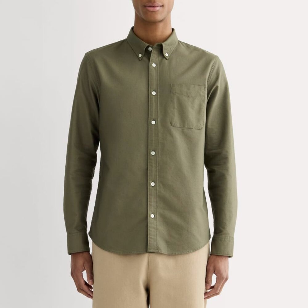 Everlane Men's Slim Oxford Button Up Shirt in Olive, Size Small - NEVER WORN